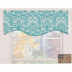  Turquoise Damask Cotton M-shaped Valance
