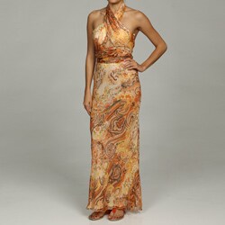 Issue New York Women's Silk Paisley Halter Maxi Dress