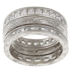 Tacori IV Sterling Silver Cubic Zirconia 3-piece Stackable Ring Set
