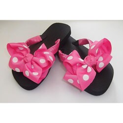 Lil Sweety's Bowtique Girls Hot Pink Big Bow Flip Flops