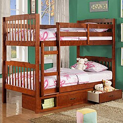 Simone Mahogany Twin-size Toybox Bunk Bed