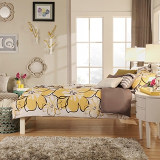 ( ._.) TRIBECCA HOME Simone White Twin-size Slatted Headboard Bed