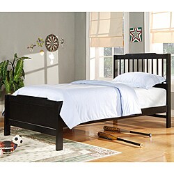 Simone Black Twin-Size Slatted Headboard Bed