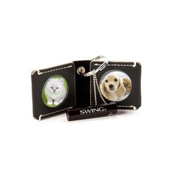 Chelsea Black Leather Photo Key Chain