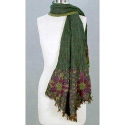 Wool 'Jade Blossoms' Scarf (India)