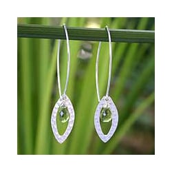 Sterling Silver Peridot 'Rose Petal' Floral Earrings (Thailand)