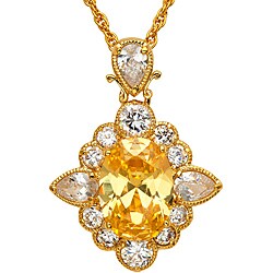 Goldtone Yellow and White Cubic Zirconia Necklace
