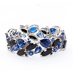 Silvertone Blue Glass Bracelet