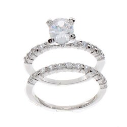 NEXTE Jewelry Silvertone Oval-cut Cubic Zirconia Bridal Set