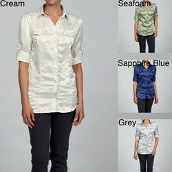 Last Kiss Women's Two-pocket Roll-up Sleeves Shirt