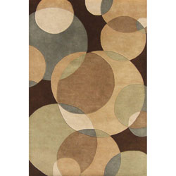 Hand-tufted Brown Metro Circles Wool Rug (4' x 6')