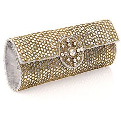 Fabric and Hand-embroidered Sequins with Crystal Accent Clutch (India)