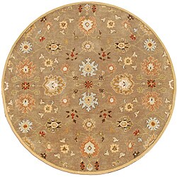 Hand-tufted Pleminius Brown Oriental Wool Rug (6' Round)