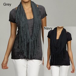 Elan Women's Graphic-print Fringed Scarf Top 