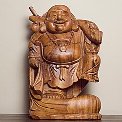 Suar Wood Happy Buddha Statue (Indonesia)