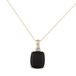 10k Yellow Gold Onyx and Diamond Accent Necklace