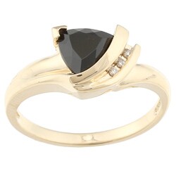 10k Yellow Gold Onyx and Diamond Accent Ring