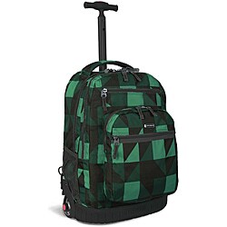 J World Green Block Rolling Backpack with Laptop Sleeve