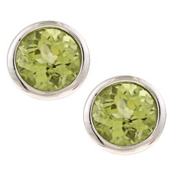 Sterling Silver Round-cut Peridot 7-mm Stud Earrings