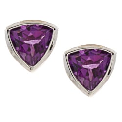 Sterling Silver Trillion-cut Amethyst 6-mm Stud Earrings