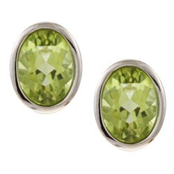 Kabella Sterling Silver Oval-cut Peridot Earrings