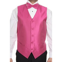 Ferrecci Men's Fuchsia Patterned 4-piece Vest Set