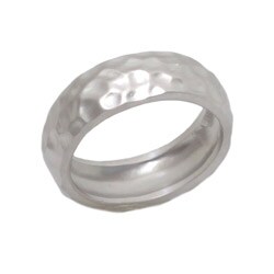 NEXTE Jewelry Silvertone Hammered Rounded Edge Wedding-style Band