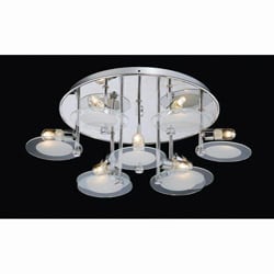 Otis Designs Contemporary Chrome and Glass Dish Flushmount Chandelier