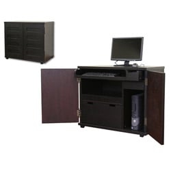 Black Wood Computer Desk on Ferron Black Wood Cabinet Style Modern Computer Desk   Overstock Com