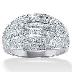 Isabella Platinum over Silver 1/6ct TDW Diamond Dome Ring (G-H, I2-I3)
