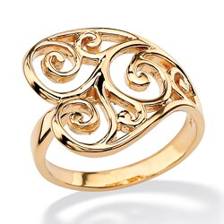 Toscana Collection Gold over Silver Heart Scroll Ring