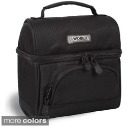 J World Corey Solid Black Polyester Lunch Tote with Front Pocket