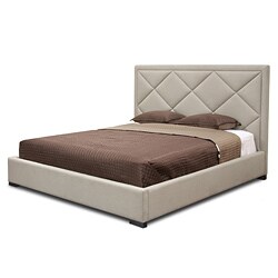 Palomar Beige Fabric Upholstered Modern King Size Bed