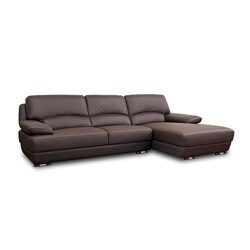 Euclid Brown Leather Modern Sectional Sofa