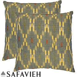 Diamond Ikat 18-inch Grey/ Yellow Decorative Pillows (Set of 2)