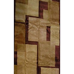 Hand-knotted 'Moments' Brown Wool Rug (6' x 9')