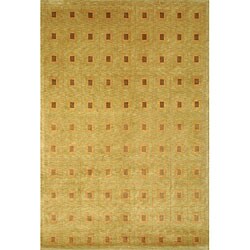Hand-knotted 'Oceans of Time' Gold Wool Rug (4' Round)