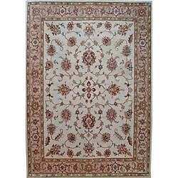 Hand-knotted 'Rosemary' Ivory Wool Rug (4' Round)