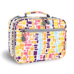 J World Neon Squares Cody Polyester Lunch Tote with Front Pocket