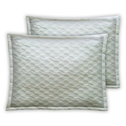 Hounds Tooth Cotton Sateen Quilted White Pillow Shams (Set of 2)