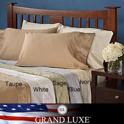 Grand Luxe Egyptian Cotton 500 Thread Count Scroll Twin-size Deep Pocket Sheet Set