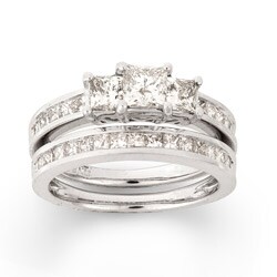 14k White Gold 1ct TDW Princess-cut Diamond Bridal Ring Set (H-I, I1-I2)