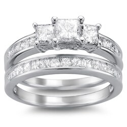 14k White Gold 2ct TDW Princess Diamond Bridal Ring Set (H-I, I1-I2)