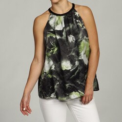 Vivienne Vivienne Tam Women's Sleeveless Shirred Neck Flare Top