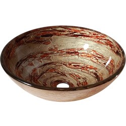 Contemporary Copper Swirl Tempered Glass Vessel Sink