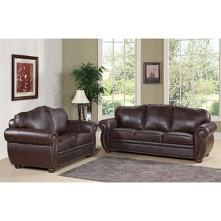 Abbyson Living Richfield Premium Top-grain Leather Sofa and Loveseat
