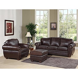 Abbyson Living Richfield Premium Top-grain Leather Sofa, Armchair, and Ottoman Set