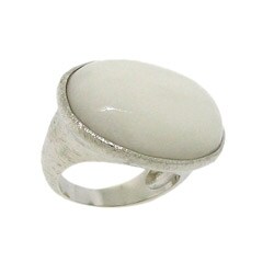 Silvertone White Jade Ring