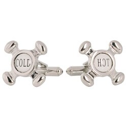 Cuff Daddy Silvertone Hot and Cold Faucet Tap Cuff Links