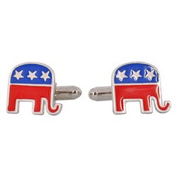 Cuff Daddy Silvertone Republican Elephant Cuff Links